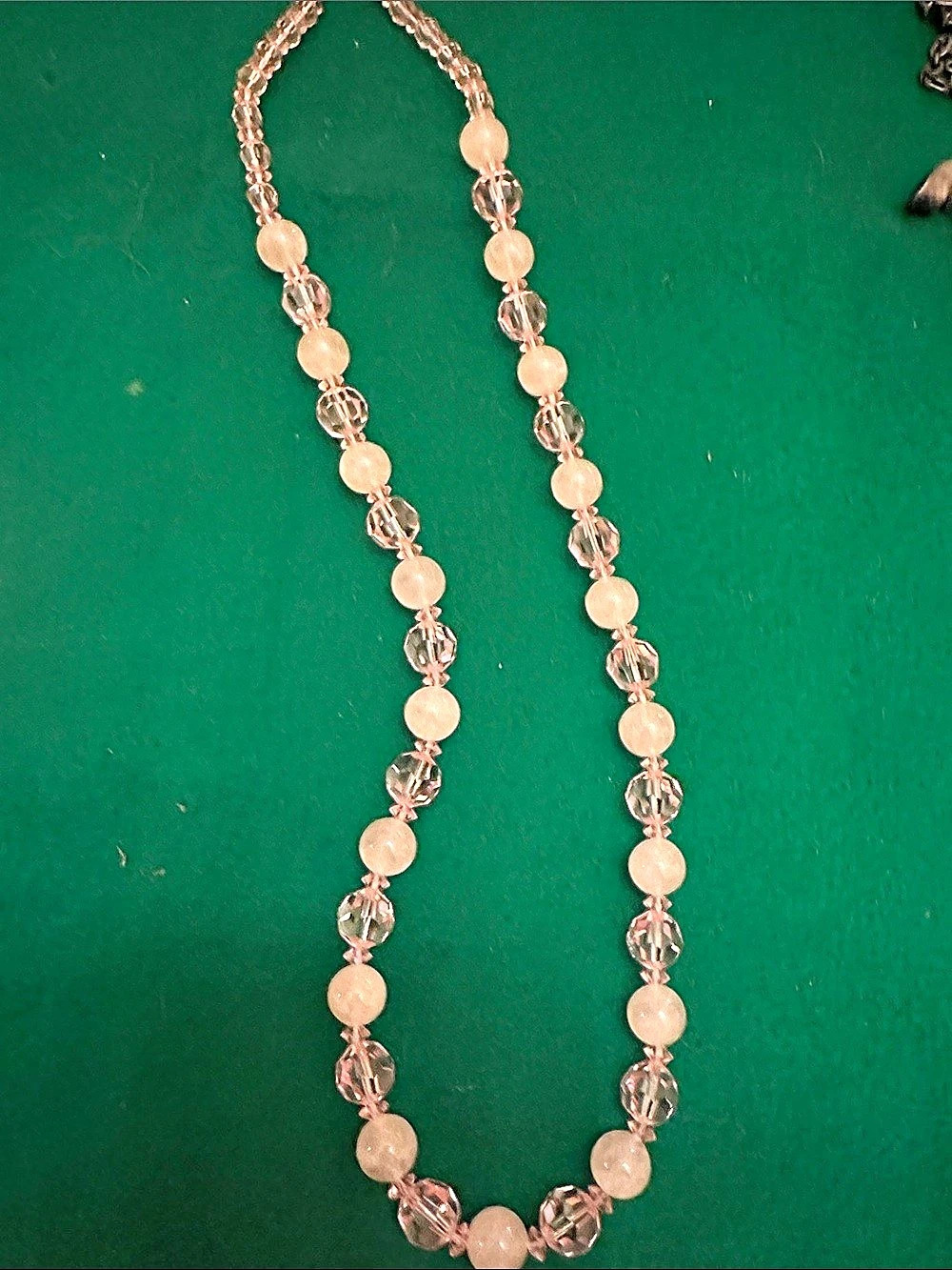 Vintage Rose Quartz Beaded Necklace